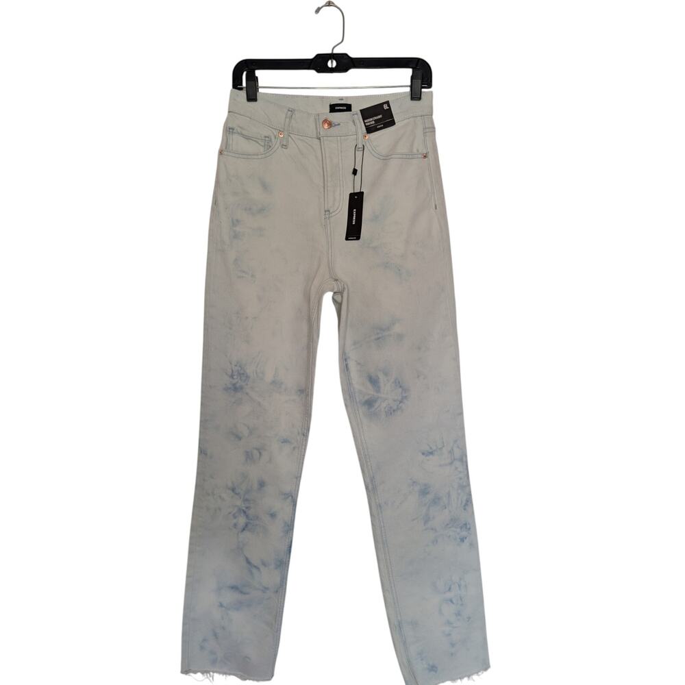 EXPRESS Women Jeans, Acid Wash Raw Hem Modern Straight High Rise Jeans, Sz 6L